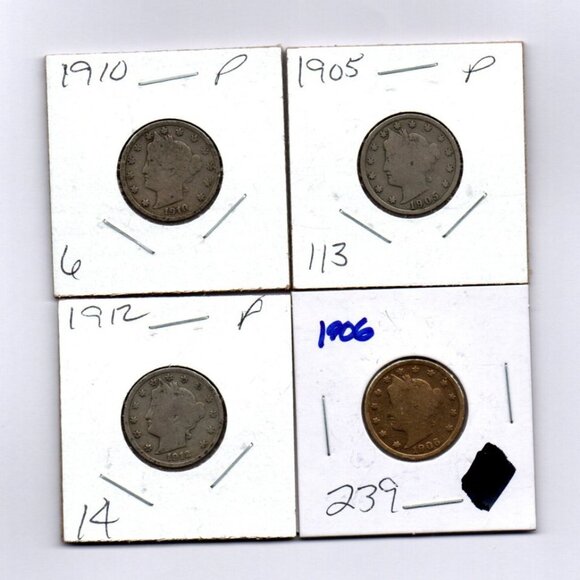 Lot of 8 Liberty Head V Nickels... Nice Condition... In Protective Sleeves - Picture 3 of 6